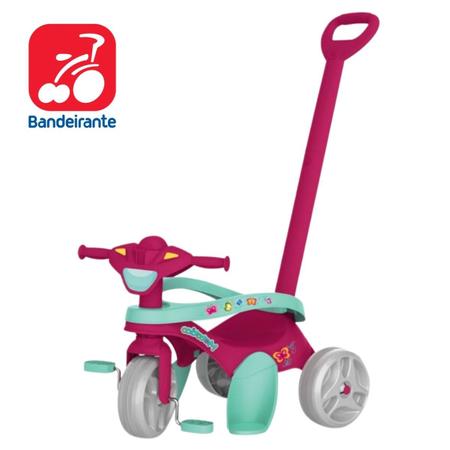 Triciclo infantil meninas mototico rosa 2 em 1 pedal E haste