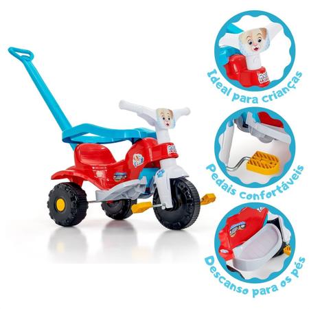 Motoca Infantil Triciclo Pedalar Menino Menina Cor Vermelho