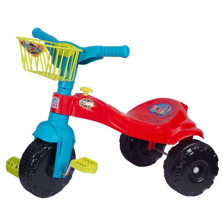 Triciclo Infantil Com Haste de Empurrar Motoca Bebe Tico Tico Menino Magic  Toys Suporta até 24kg