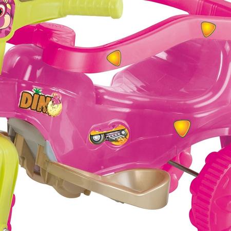 Triciclo Motoca Bebê Tico Tico Dino Rosa Aro Protetor Magic Toys