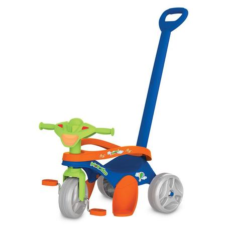 Kit Triciclo Velotrol Infantil Blue Music +Motoca Blue Music