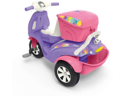 Triciclo Infantil Moto Uno Rosa C/ Empurrador Ou Pedal