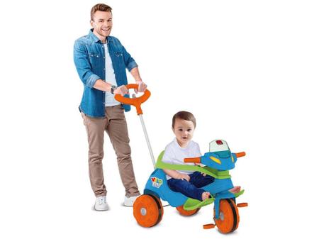 Triciclo Infantil com Empurrador Bandeirante Velobaby Azul 206