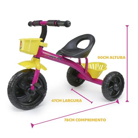 Imagem de Triciclo infantil pedal e cestinha suporta até  25 kg mega compras