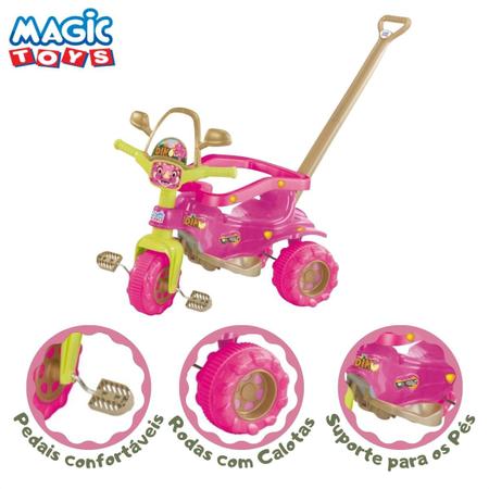 Triciclo Mototico Passeio Pedal Rosa 693 Velotrol Infantil Motoca Totoca  Tico Ticocom Haste Empurrador Criança Menina