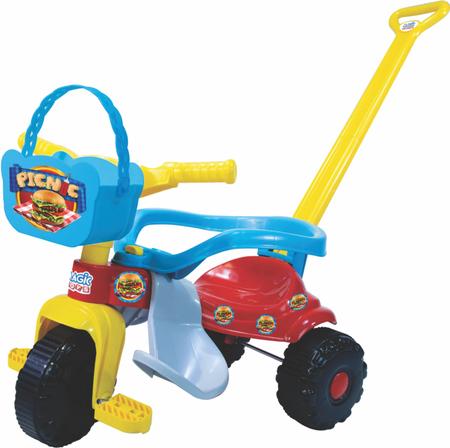 Tico Tico Menino Triciclo Infantil Motoca Bebe Velotrol Com Haste Para  Empurrar Proteçao Lateral e Para os Pes