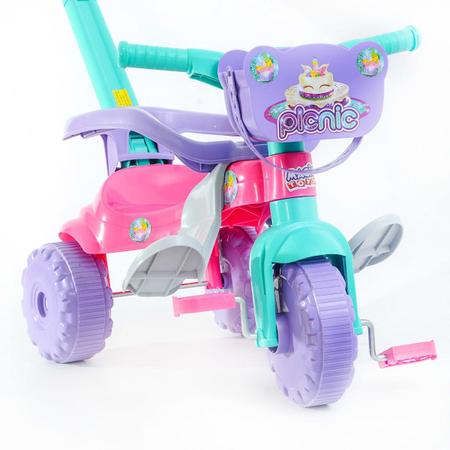 Imagem de Triciclo Infantil Pic-Nic Rosa Velotrol Tonquinha Tico Tico Motoca Menina