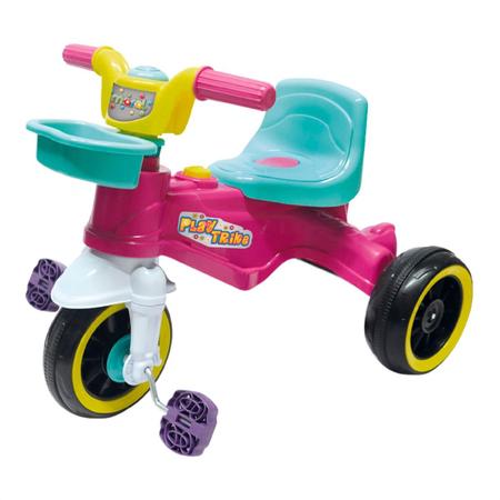 Imagem de Triciclo Infantil Play Trike Motoca Criança Bebê Com Empurrador E Buzina