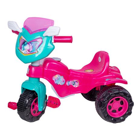 Triciclo Infantil Tico Tico Motoca Baby Girl Adesivo e Acessórios