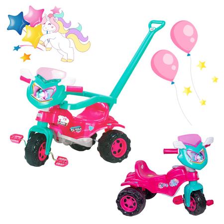 Triciclo carrinho infantil patrulha canina motoca tico tico com empurrador  multibrink