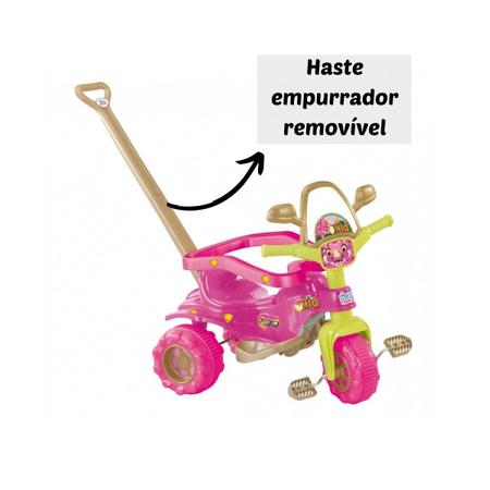 Triciclo Velotrol Motoca Infantil Empurrador Velocípede Bebê Cor Rosa