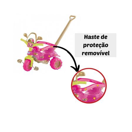 Triciclo Motoca Bebê Tico Tico Dino Rosa Aro Protetor Magic Toys