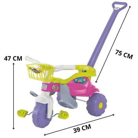 Triciclo Mototico Passeio Pedal Rosa 693 Velotrol Infantil Motoca Totoca  Tico Ticocom Haste Empurrador Criança Menina