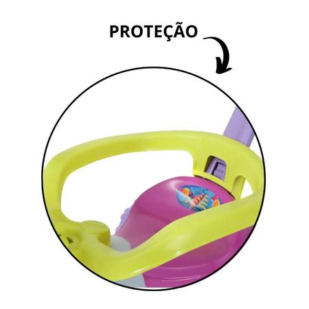 Triciclo Infantil rosa com Empurrador E Protetor Motoca - Magic