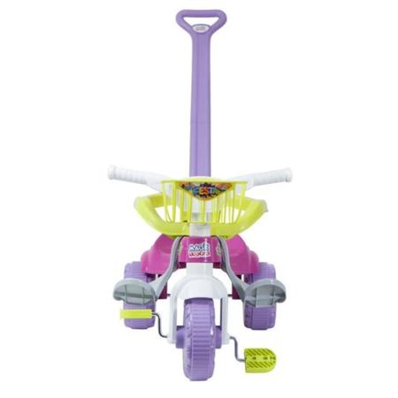 Triciclo Mototico Passeio Pedal Rosa 693 Velotrol Infantil Motoca Totoca  Tico Ticocom Haste Empurrador Criança Menina