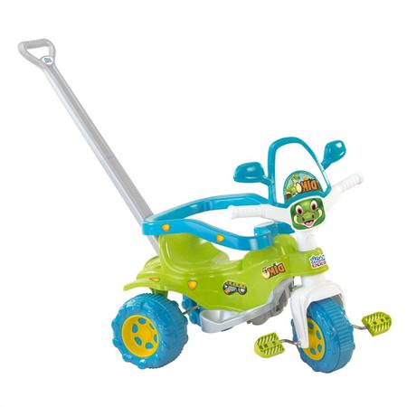 Triciclo Motoca Verde Bebê Dino Menino C/ Haste Magic Toys