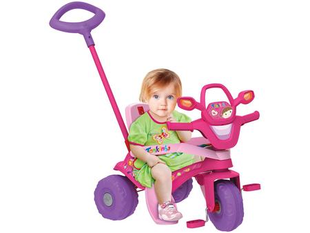 Triciclo infantil meninas tonkinha gatinha com som luz 2 em 1 pedal e haste  empurrador - BANDEIRANTE - Velotrol e Triciclo a Pedal - Magazine Luiza