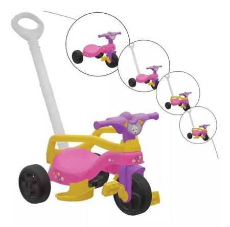 Triciclo Velotrol Infantil Bebe Motoca - Rosa + Empurrador