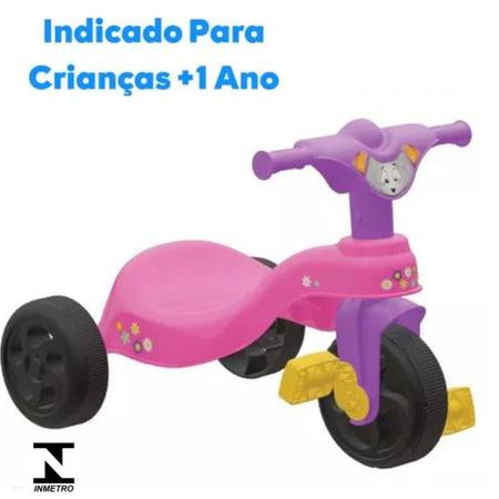 Triciclo Infantil Com Pedal Motoca Menina Suporta ate 24kg Velotrol Tico  Tico Aprox 2 anos