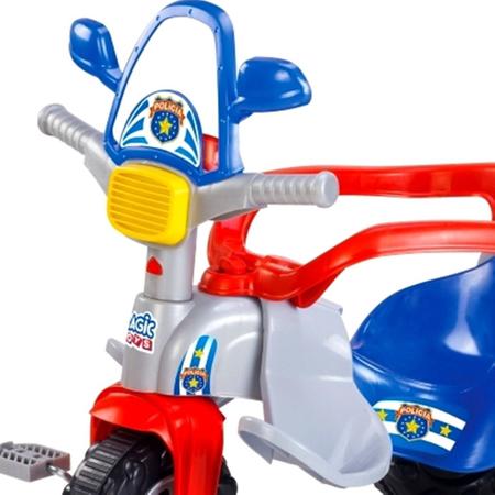 Imagem de Triciclo Infantil Zoom Policia Azul Velotrol Tonquinha  Tico Tico Motoca Menino Menina