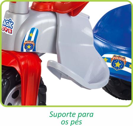 Imagem de Triciclo Infantil Zoom Policia Azul Velotrol Tonquinha  Tico Tico Motoca Menino Menina