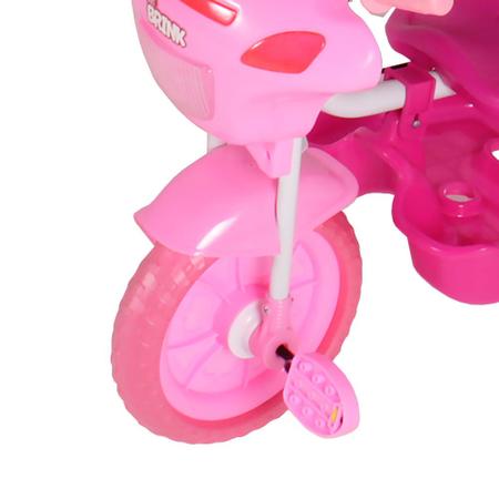 Imagem de Triciclo Motinha Bel Brink 2 em 1 com Capota e Pedal para Passeio Rosa