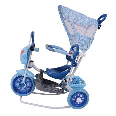 Triciclo Motinha Infantil com Capota Azul Passeio e Pedal Bel