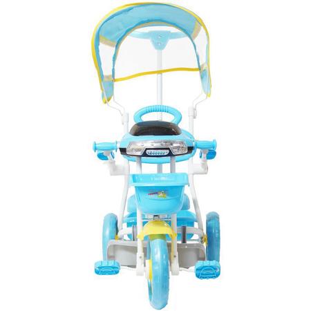 Triciclo Motoca Infantil Passeio Empurrador Pedal Som Azul