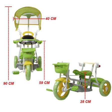 Triciclo Infantil Com Pedal e Cobertura Motoca Empurrador