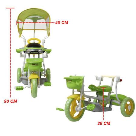 Triciclo Motoca Infantil Passeio Empurrador Pedal Som Verde