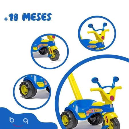 Kit Triciclo Velotrol Infantil Blue Music +Motoca Blue Music