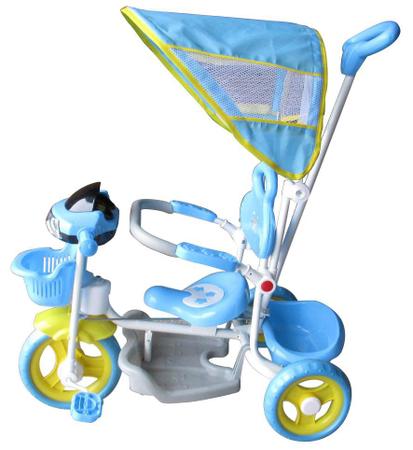 Triciclo Motoca Infantil Passeio com Empurrador Pedal Luz Som Capota  Importway BW-003 Azul - Preços com até 27% de desconto