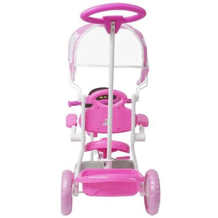 Imagem de Triciclo Motoca Infantil Passeio Rosa com Empurrador e Cobertura BW003-R IMPORTWAY