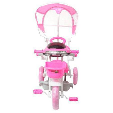 Imagem de Triciclo Motoca Infantil Passeio Rosa com Empurrador e Cobertura BW003-R IMPORTWAY