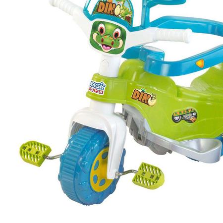 Triciclo Motoca Bebê Tico Tico Dino Rosa Aro Protetor Magic Toys