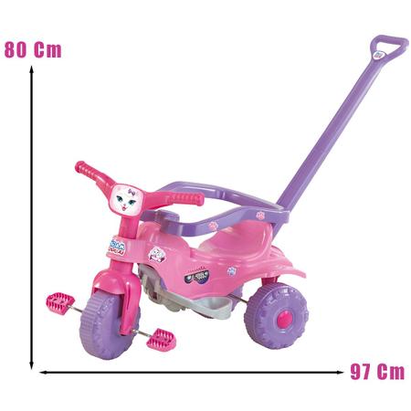 Triciclo Motoca Infantil Com Empurrador Removível - Rosa