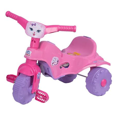 Triciclo Motoca Infantil Tico Tico Pets Rosa com Haste Removível