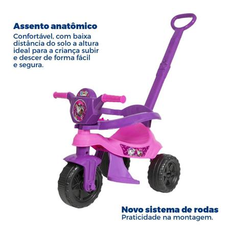 Motoca Triciclo Menina - Suporta Até 25kg - Certficado Inmetro - Com Apoio  Para Os Pés, Protetor, Haste De Empurrar e Pedal - Destacáveis Para Todas