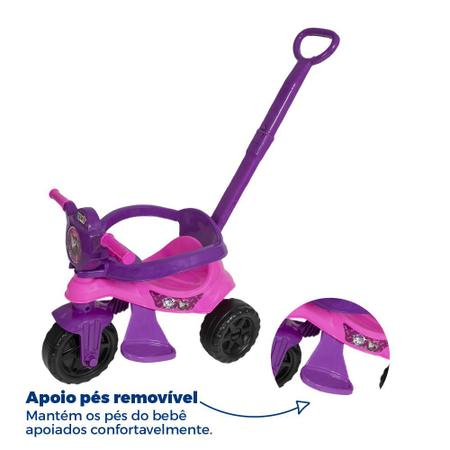 Triciclo Infantil Menina Motoca Rosa Com Empurrador E Pedal