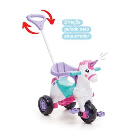 Triciclo Infantil Velotrol Unicórnio Com Empurrador Menina