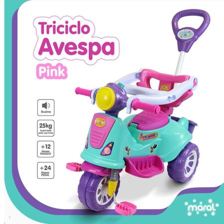 Triciclo Motoca Infantil Menina Play Trike Rosa Maral - Velotrol e