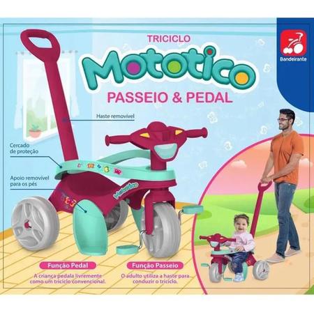 Imagem de Triciclo Mototico Passeio e Pedal Rosa Bandeirante