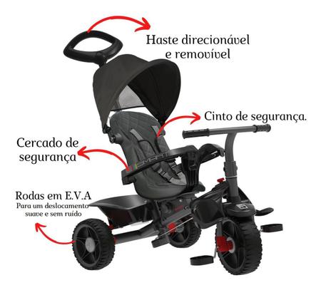 Triciclo Infantil Bandeirante Smart Comfort - Haste Removível Capota -  Velotrol e Triciclo a Pedal - Magazine Luiza