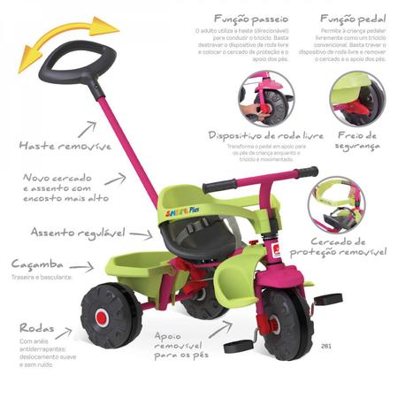 Triciclo smart plus rosa - bandeirantes - 272 em Promoção na Americanas
