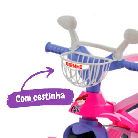 Triciclo Empurrador Motoca Super Cross Rosa Biemme em Promoção na