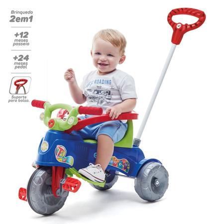 Triciclo Infantil Calesita Tate Tico - 2 em 1 - Pedal e Passeio com Aro -  Azul L