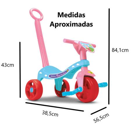 Imagem de Triciclo Tchuco Infantil Peppa Pig Com Haste Pedal SambaToys