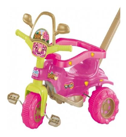 Triciclo Motoca Infantil Tico Tico Dino Rosa Menina Magic em