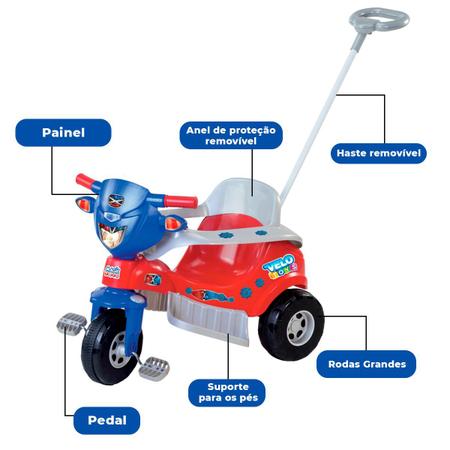 Triciclo carrinho infantil patrulha canina motoca tico tico com empurrador  multibrink