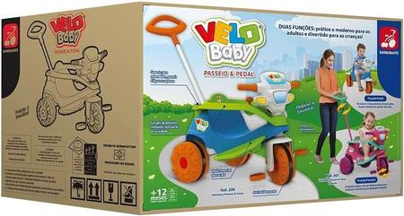 Triciclo Infantil Bandeirante - Velobaby - Passeio e Pedal - Rosa